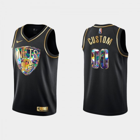Maglia NBA Brooklyn Nets Personalizzate Nike 2021-22 Nero Golden Edition 75th Anniversary Diamond Swingman - Uomo